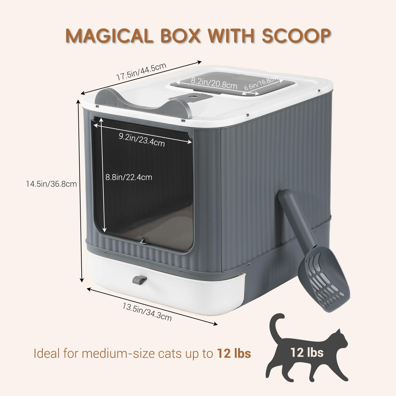 Medium Foldable Enclosed Cat Litter Box - Image 2