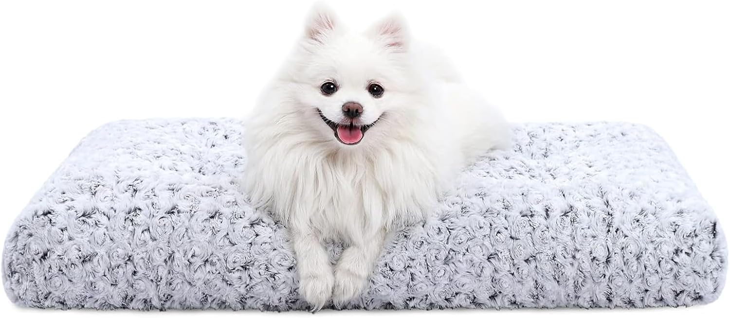 Washable Plush Crate Mat Small Grey