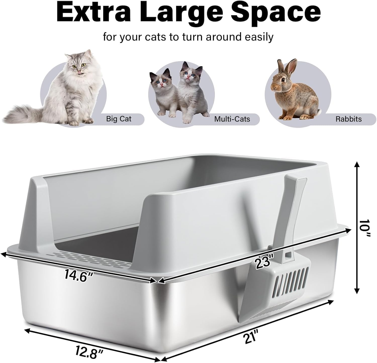 XL Stainless Steel Covered Litter Box - Image 2
