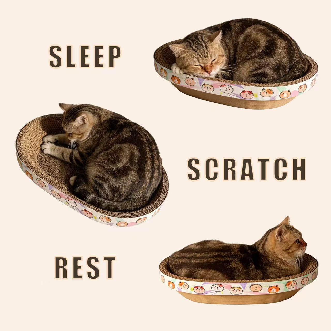 Oval Cat Scratcher with Toys 2-Piece - Image 2