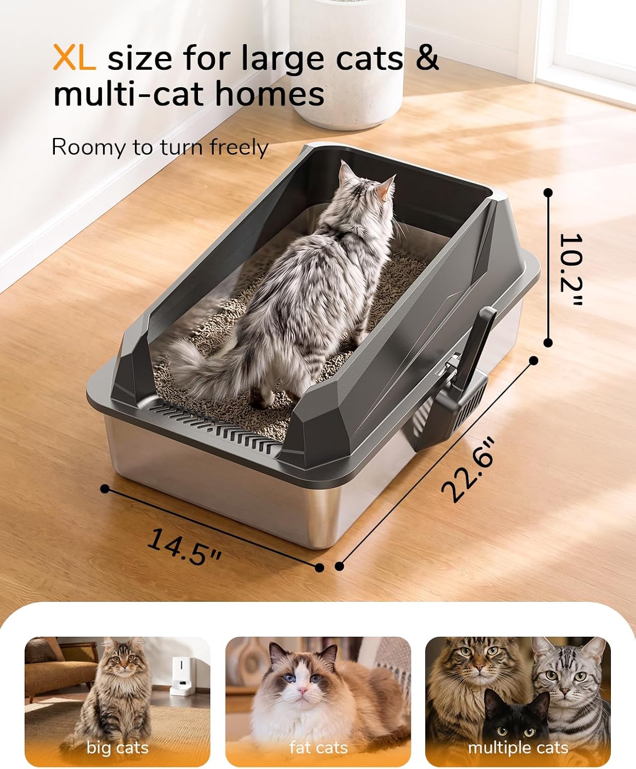 XL High-Sided Litter Box for Cats - Image 2