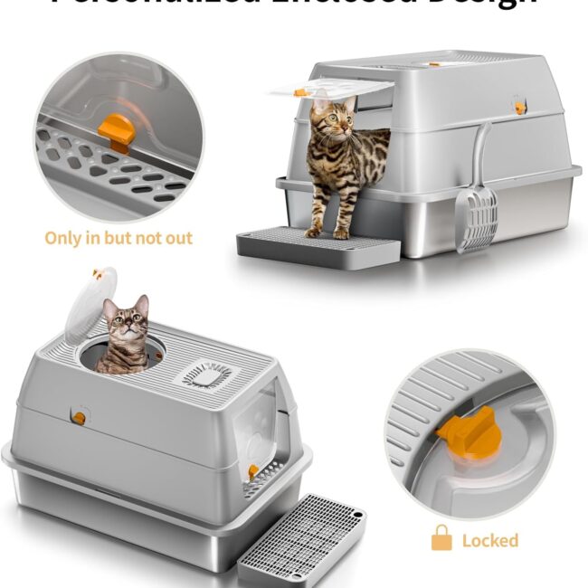 XL Stainless Steel Removable Lid Litter Box