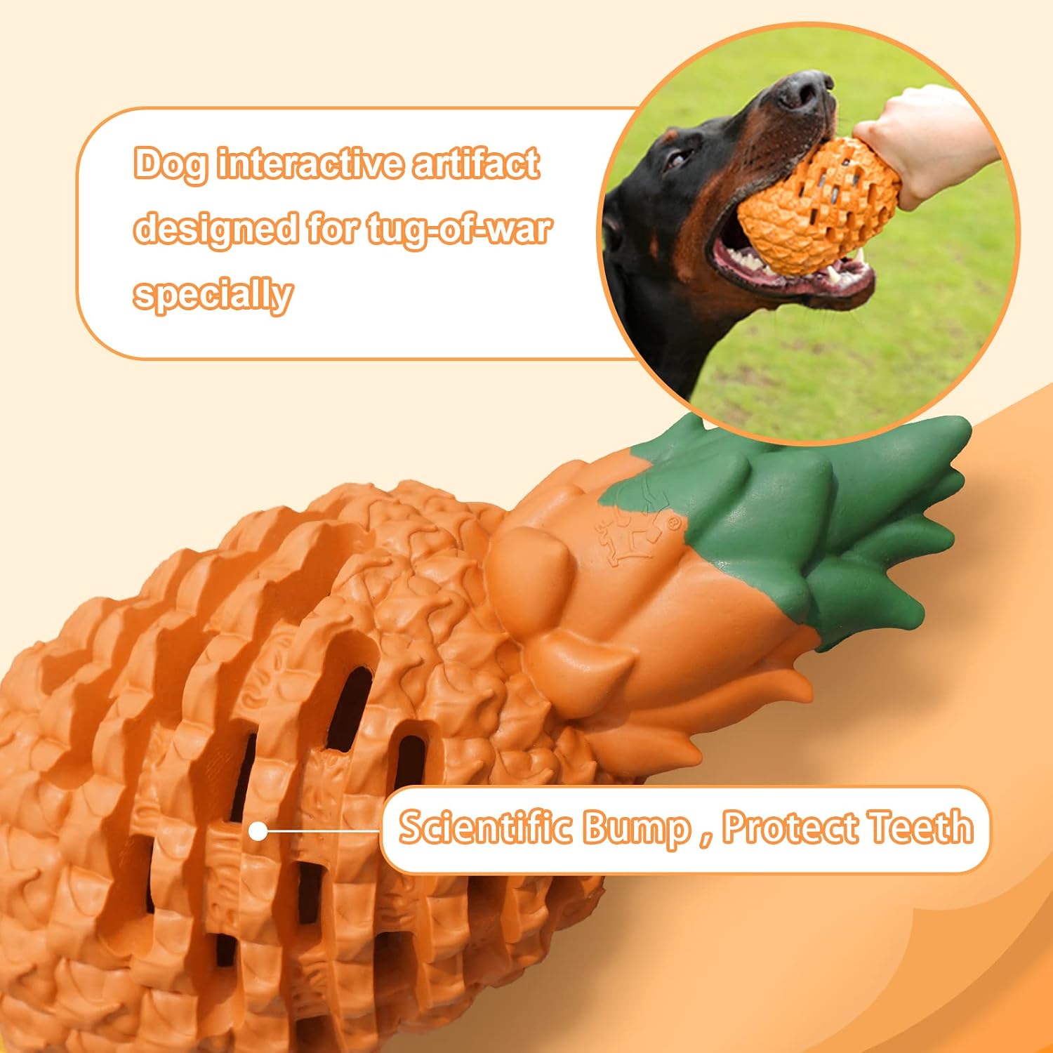 Pineapple Rubber Chew Toy for Dogs up to 25lbs - Image 2