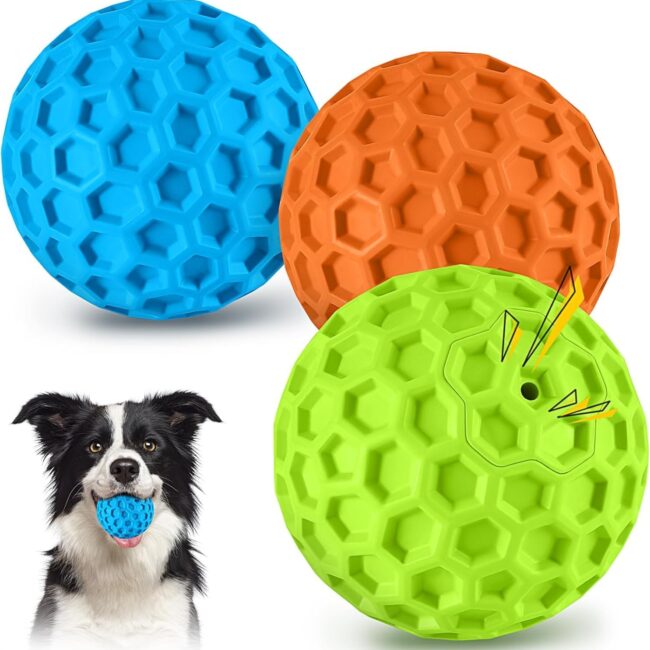 3-Pack Squeaky Rubber Balls for Medium-Large