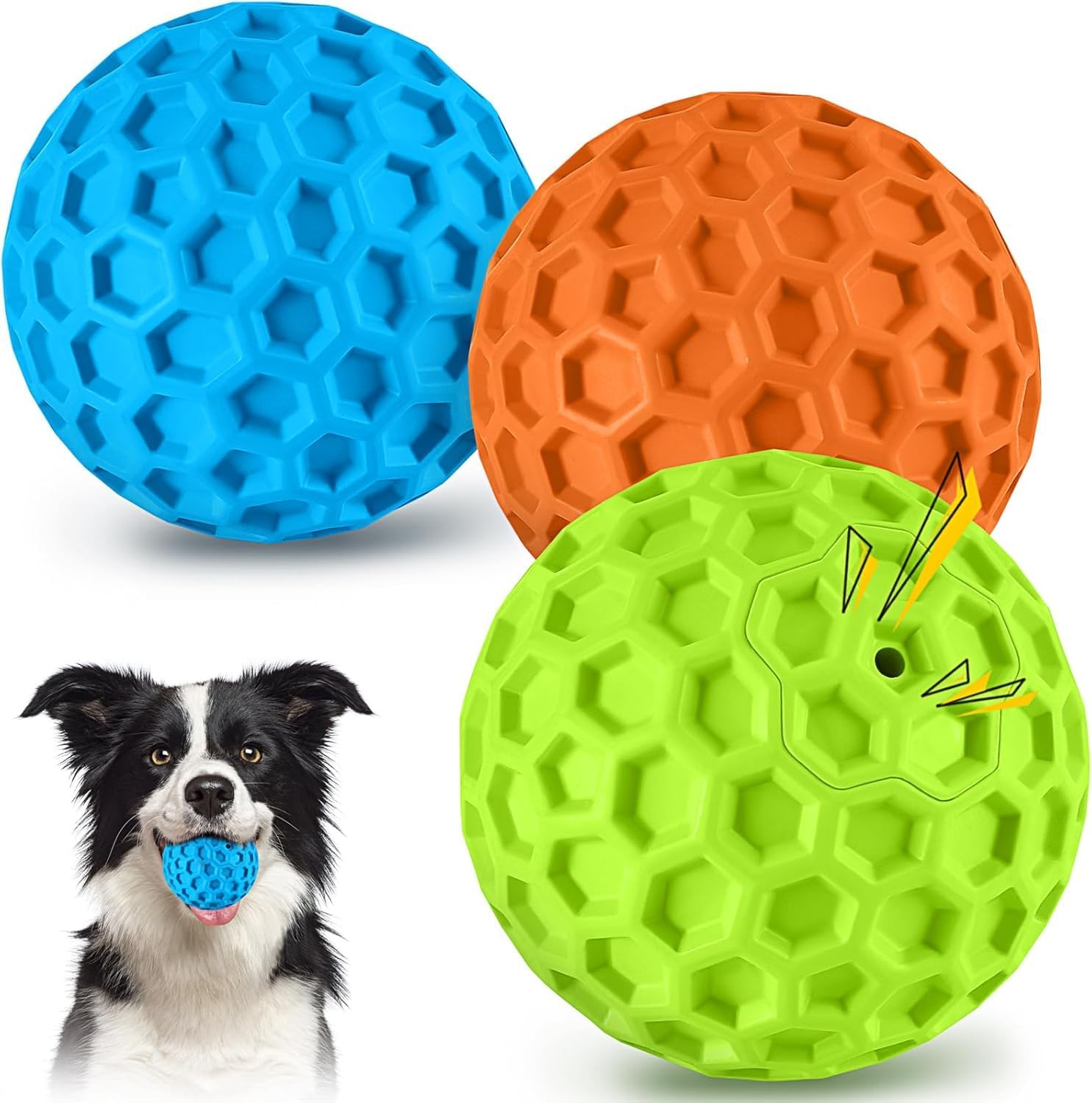 3-Pack Squeaky Rubber Balls for Medium-Large