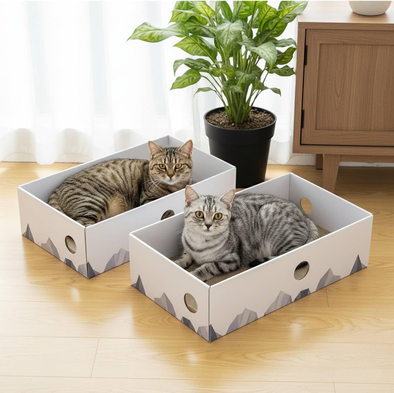 Large Double-Sided Checkered Cat Scratcher Box 2-Pack - Image 2