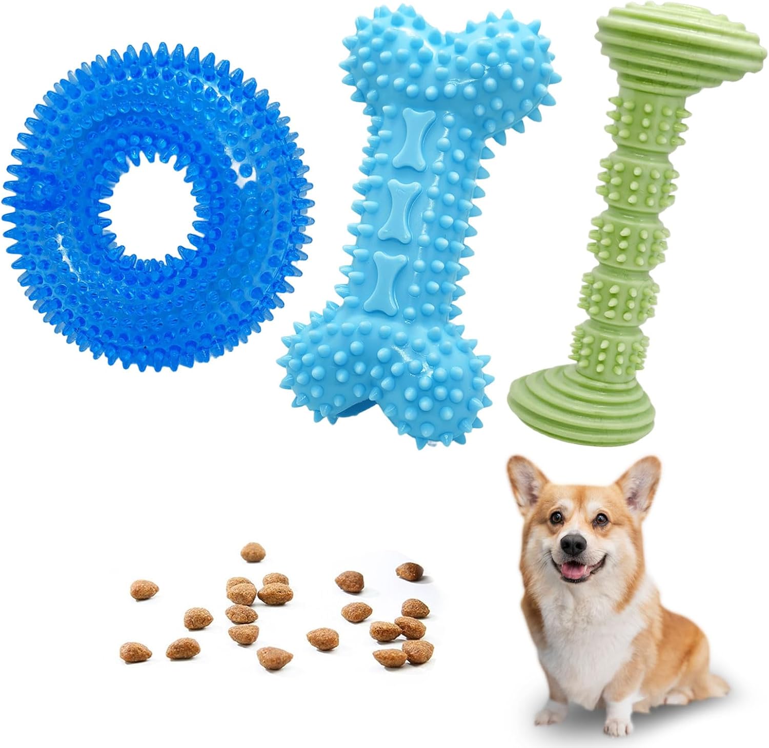 3-Pack Soft Rubber Squeaky Treat Toys for Small