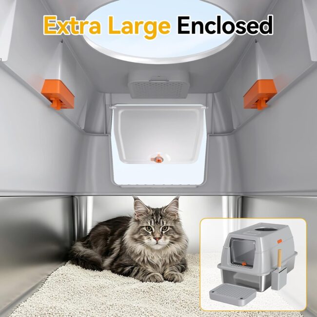 XL Stainless Steel Enclosed Litter Box