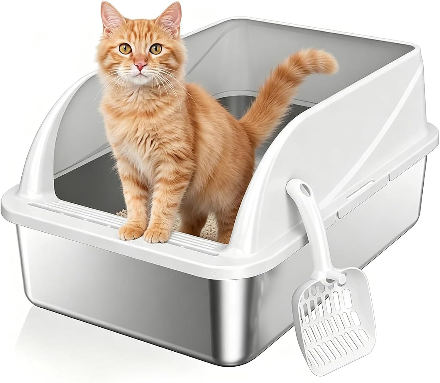 Medium High-Sided Stainless Steel Litter Box