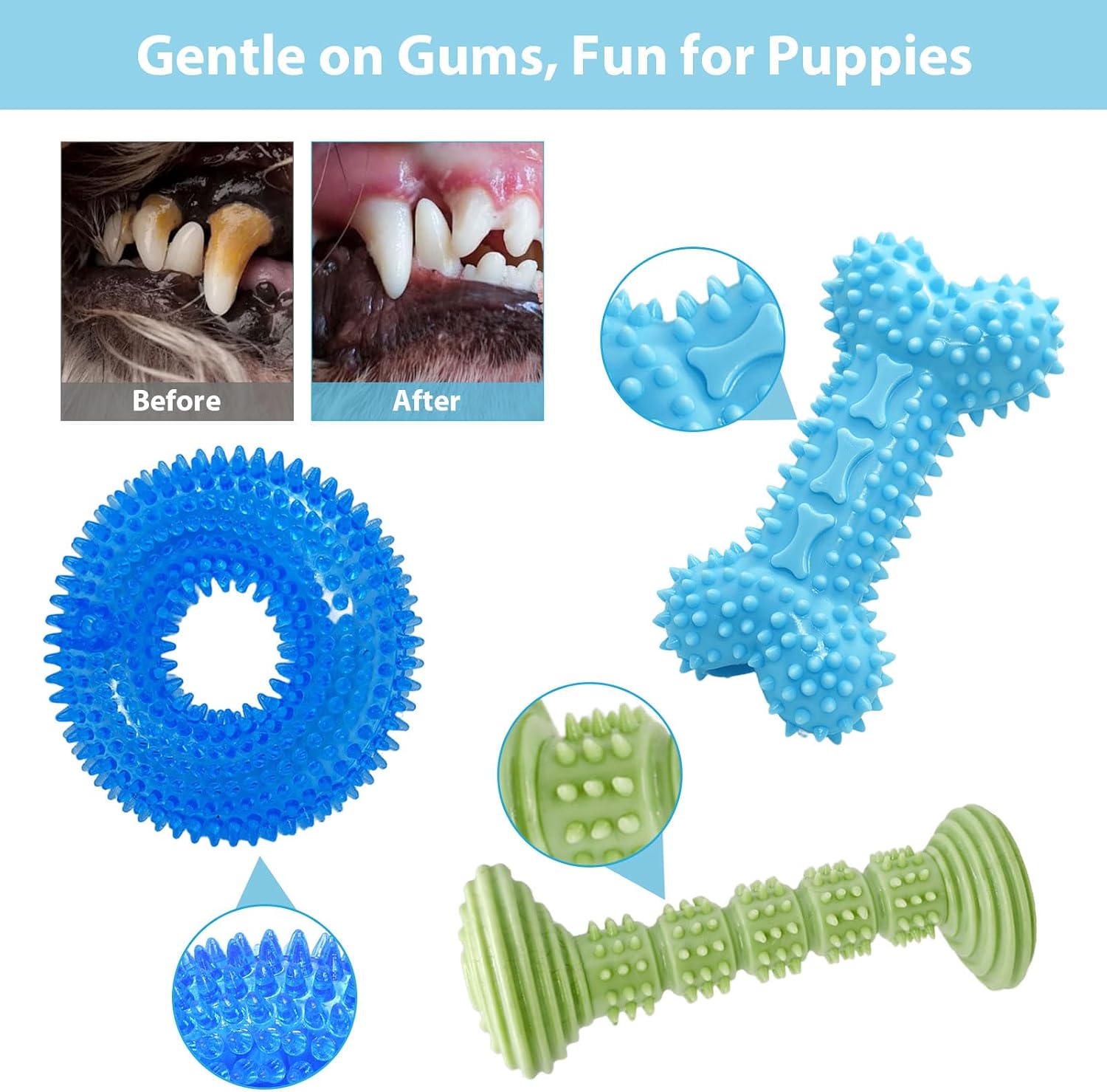 3-Pack Soft Rubber Squeaky Treat Toys for Small - Image 2