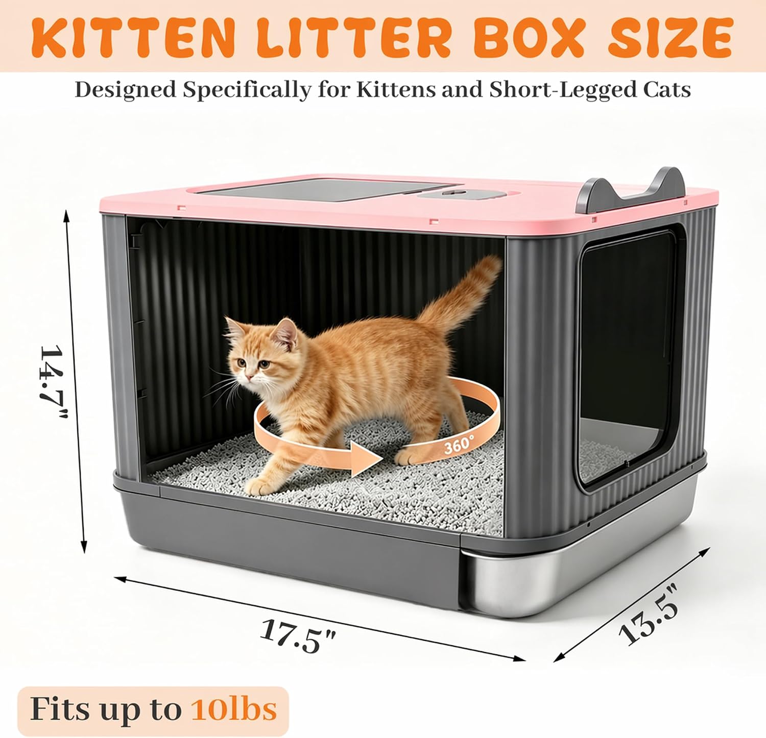 Small Stainless Steel Dual Entry Litter Box - Image 2