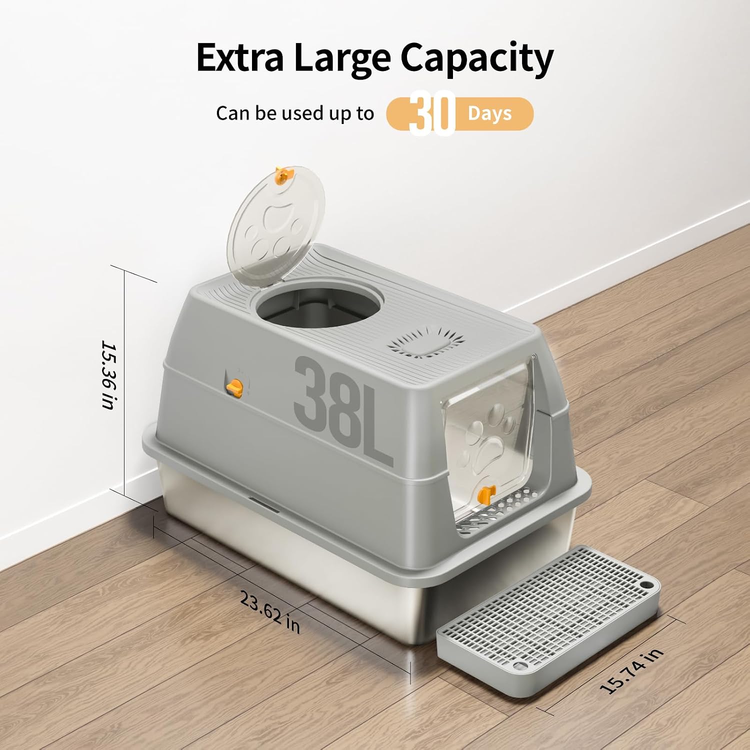 XL Stainless Steel Removable Lid Litter Box - Image 2