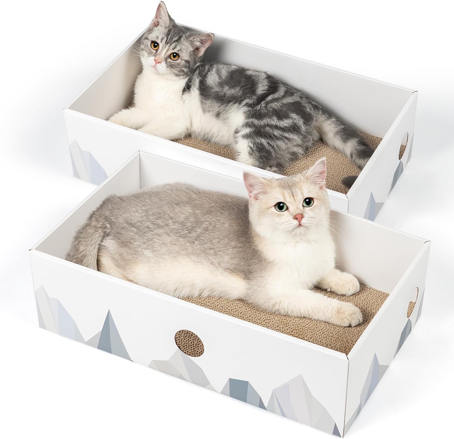 Large Double-Sided Checkered Cat Scratcher Box 2-Pack