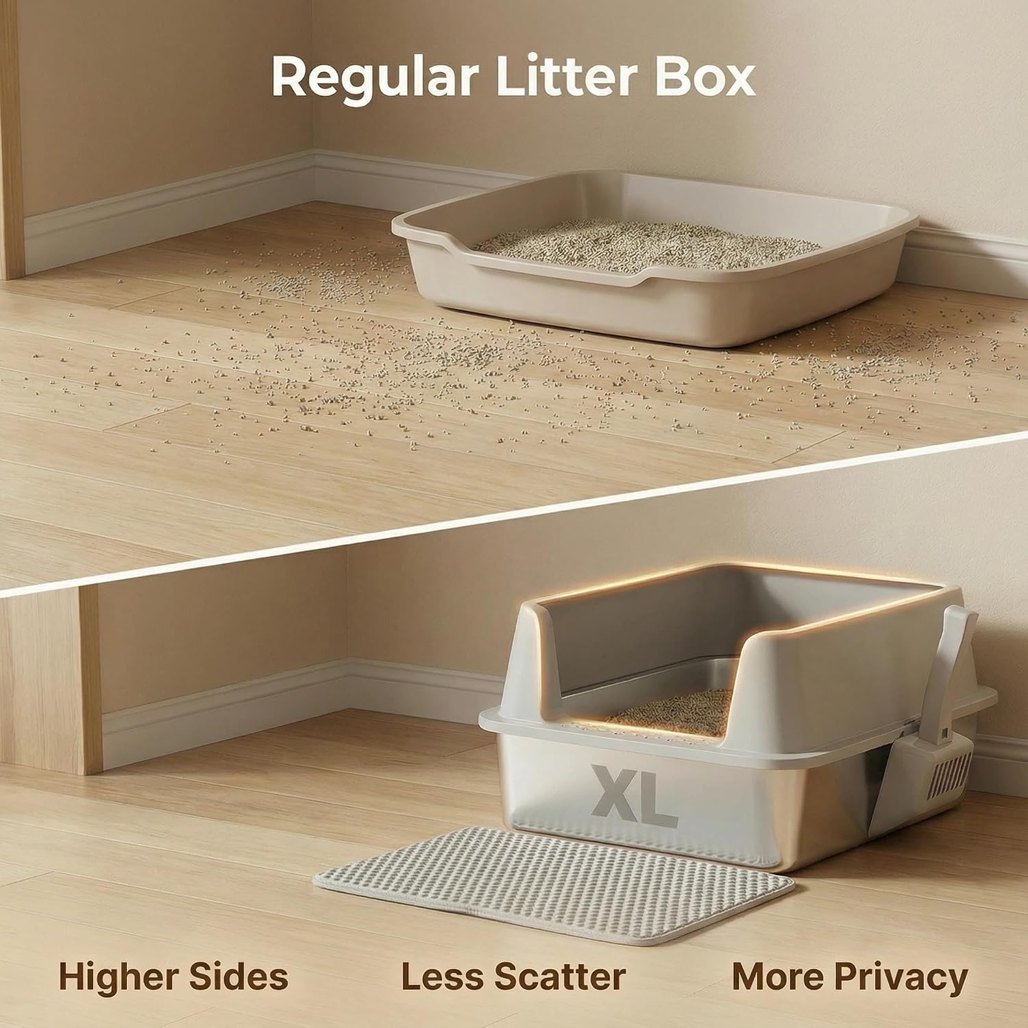 XL Stainless Steel Covered Litter Box