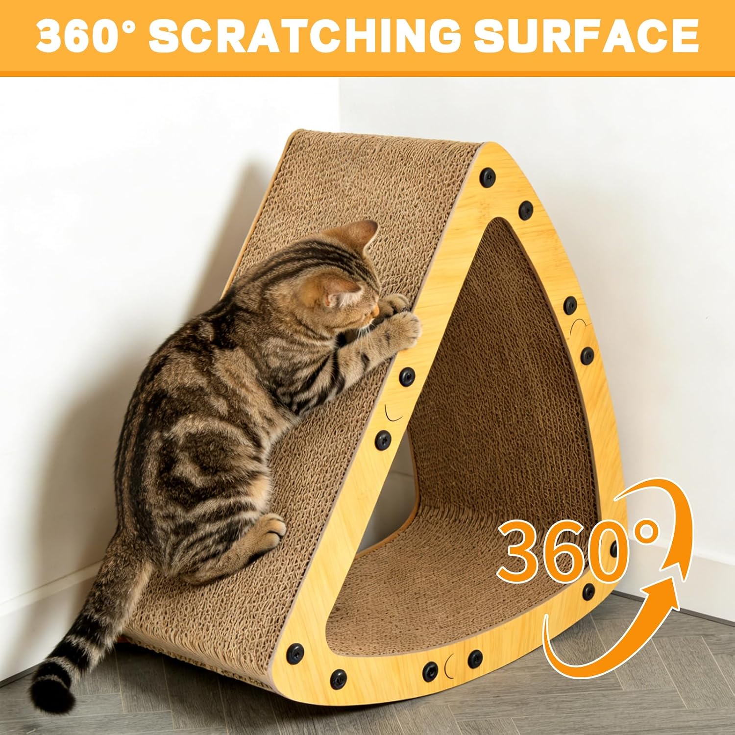 Triangle Cardboard Cat House Tunnel Sofa Scratcher - Image 2