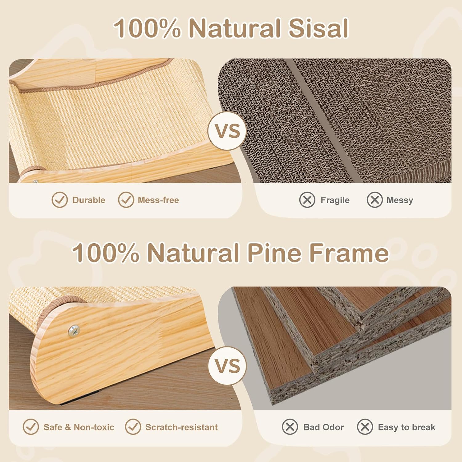 Large Horizontal Sisal Cat Scratcher Chaise Lounge - Image 2