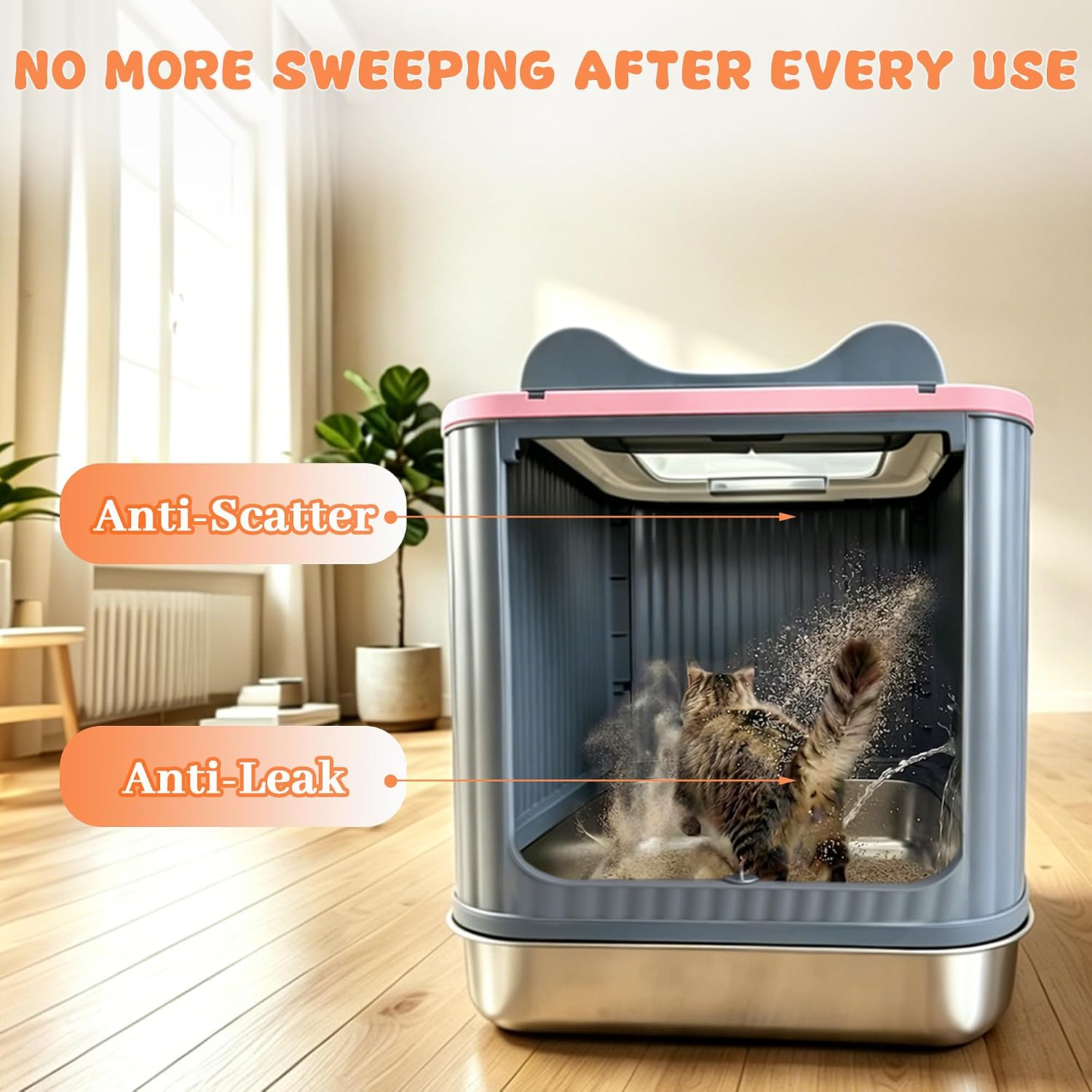 Small Stainless Steel Dual Entry Litter Box